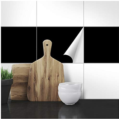 Wandkings Fliesenaufkleber 20 x 25 cm, 20 Stück - SCHWARZ SEIDENMATT