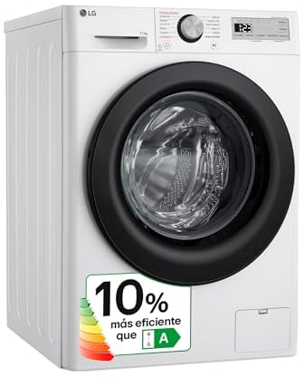 LG F4WR5011A6F, Lavadora inteligente AI Direct Drive, Vapor Steam, 11kg, 1400rpm, Un 10% más eficiente que A, Serie 500, Blanco