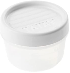 Tatay Fiambrera de Alimentos, Hermética, 0.2L de Capacidad, Tapa de Rosca, Libre de BPA, Apto Microondas y Lavavajillas, Color Blanco. Medidas: 8,5 x 8,5 x 6 cm