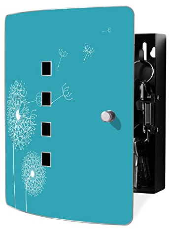 banjado Design Schlüsselkasten aus Edelstahl für 10 Schlüssel/Schlüsselbox zur Schlüsselaufbewahrung 24 x 21,5 x 7cm groß mit praktischem Magnetverschluss/Motiv Pusteblume 4