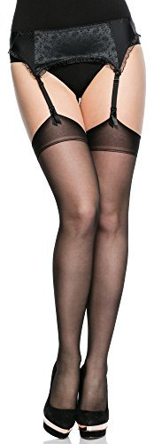 Merry Style Collant Autofixant Lingerie Sexy Sous-vêtement Femme Grande Taille MS 166 15 DEN (Noir, XL-XXL)