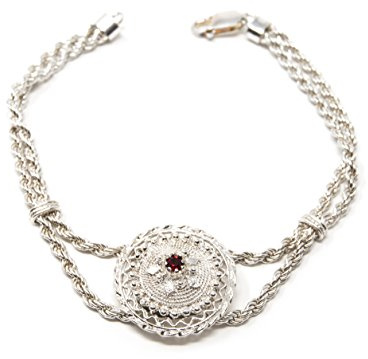 Armband mit sardischen Silberknopf mit Stein