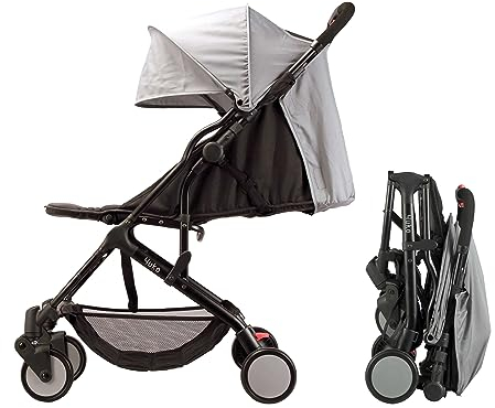 Bambisol Poussette Canne Compacte YUKO² | Dès la Naissance - 22kg, Pliage 1 main, Repose-jambe Réglable, Sac | Noir Gris