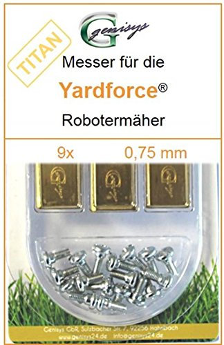 Genisys Titan Ersatz Messer kompatibel mit Yardforce Mähroboter Klingen SA SC LUV X NX Amiro MowBest EasyMow Compact - LongLife - bruchsicher [DIN EN 50636 geprüft], Stück:9