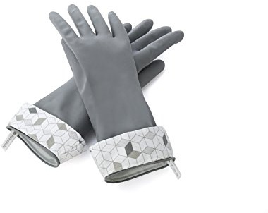 Full Circle Splash Patrol Natural Latex Cleaning and Dish Gloves, Medium/Large, (1 Pair) Grey