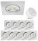 linovum 10er Set Decken Einbauleuchte flach nur 36mm - Einbaustrahler in Edelstahl Optik schwenkbar inkl 4W LED Modul warmweiß
