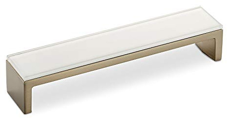 SOTECH Möbelgriff GLANZ BA 160 mm Edelstahloptik/Glas weiß | Bügelgriff Griff