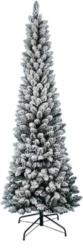 Arbre de Noël Slim pin enneigé 210 cm Super épais réaliste Ouverture Parapluie diamètre 76 cm (neigé)