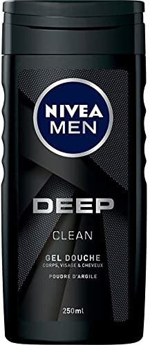 Nivea Men Deep Clean Duschgel für Körper, Gesicht & Haar – Die Flasche mit 250 ml