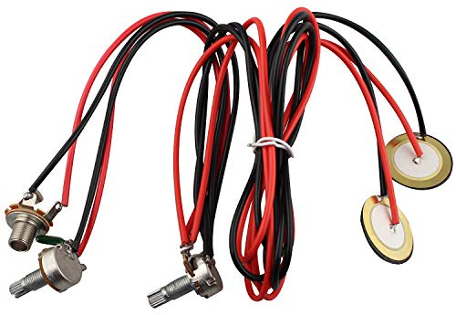 Futheda Micro piézo-électrique double jack 6,35 mm avec contrôle du volume et de la tonalité pour guitare acoustique et ukulélé