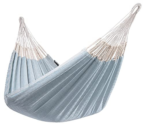 Tropilex Südamerikanische Hängematte Single | Handgefertigt | Fairtrade | Hammock 'Natural' Blue | Flexibel & Belastbar | Perfekt für den Garten, Camping und auf Reisen geeignet