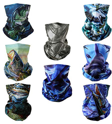 SMEHCF 8 Multifunktionstuch Gesichtsmaske Motorradmaske Sportmaske Sturmmaske Maske Halsmanschette Schal Bandana für Damen Herren Lure Angeln Dogfish Forellenbarsch Thunfisch Schwertfisch Delfin Hai
