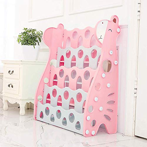 WDW Bibliothèque pour enfants - Bibliothèque en plastique avec accès facile - 4 étagères d'affichage pour crèche, salle de jeux, jardin d'enfants - 85 x 70 x 30 cm - Rose