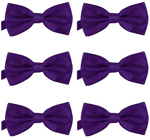 DonDon 6er Set Herren Fliege 12 x 6 cm gebunden und längenverstellbar violett