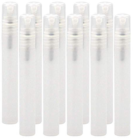 Frosted Plastic Tube Empty Refillable Perfume Bottles Spray for Travel and Gift,Mini Portable pen (10ml X 10Pcs)