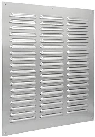 La Ventilazione GAL3030R Griglia di ventilazione rettangolare in metallo da sovrapporre con rete antisetto. Dimensioni 300x300 mm. Colore alluminio
