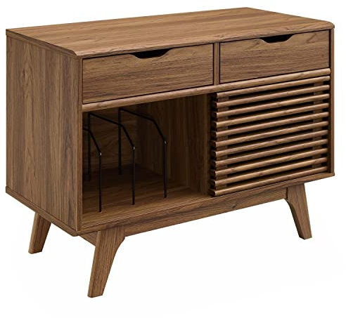 Modway Render Mid-Century Moderner Vinyl-Schallplatten-Vitrine, 37 Zoll, Walnuss, 37 Inch EEI-4323-WAL