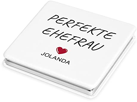 Maverton Taschenspiegel mit Aufdruck, Geschenk für Frauen | Quadratischer Vergrößerungsspiegel, personalisierter Klappspiegel, Reisespiegel für Handtaschen