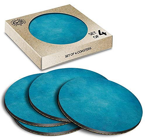 Lot de 4 Sous Verre en Liège Écologique – Joli Bleu Turquoise et Bleu Sarcelle #2020