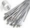 Yunpo 50 Pieces Stainless Steel Cable Ties 4.6 x 200mm Self Locking Metal Exhaust Wrap Coated Locking Cable Zip Ties for Home Office Garage Workshop, Silver