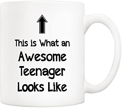 5Aup Christmas Gifts Funny Awesome Teenager Coffee Mug, This is What an Awesome Teenager Looks Like, 11Oz Novelty Cups for Daughter Son Child, Unique Birthday Gifts from Dad Mum