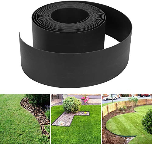 Randaco Rasenkante Mähkante Rasen Schwarz Länge 20 m, Höhe 14 cm, witterungsbeständigen Flexible Gartenumrandung Beeteinfassung Pflasterstein Gartenwegen