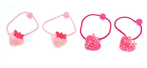 Ruilogod Lady Strawberry Shape Inlaid Detail Elastic Hairband Red Fuchsia 4 Pcs (id: 672 f2d 90f 447 80d (id: 672 f2d 90f 447 80d