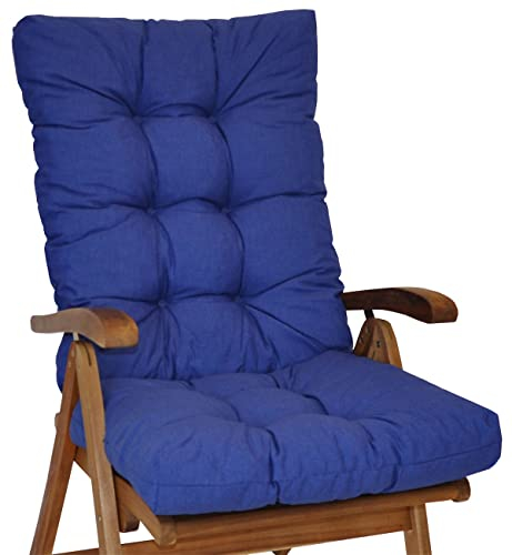 Rattani Polster für Gartenstuhl, Hochlehner Auflage Sylva, Hochlehner Auflage, Gr. 120 x 50 cm, Colore blu Marino (dunkelblau)