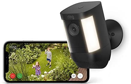 Certified Refurbished Ring Spotlight Cam Pro Battery|Outdoor Security Camera 1080p HDR Video, 3D Motion Detection, Bird's-Eye View, LED Spotlights, alternative to CCTV|30-day free trial of Ring Home