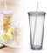 EUNEWR Plastikbecher Reisebecher mit Strohhalm,doppellagiger Kunststoff versiegelter Becher für Fruchtsaft Smoothie Saft Kaffee Eiskaffee (650ML)
