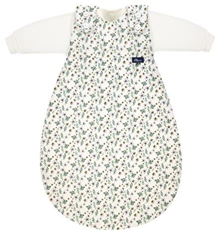 Alvi Baby Mäxchen Original Babyschlafsack 3-teilig, Außensack & Zwei Innensäcke, Kinderschlafsack mitwachsend, atmungsaktiv, Ganzjahresschlafsack (GOTS Petit Fleurs, 74/80)