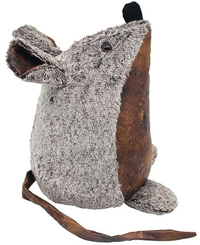 Faux Leather Mouse Design Doorstop | Brown