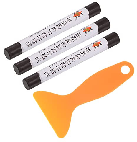 sourcing map Wax Filler Stick, 3pcs Wooden Repair Wood Wax Filler Stick with Spatula Crayon Markers Furniture Touch Up Kit for Remover Scratches Scuffs on Furniture Floor, Black