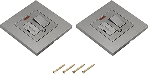 sourcing map UK Socket Switch Power Outlet with Fuse Grey 250V 13A 86mmx86mm Pack of 2