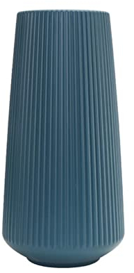 FeiliandaJJ Vase für Pampasgras,Bruchsicher Blumenvase Dekovase Modern Tisch Vase Geriffelte Bodenvase für Wohnzimmer Schlafzimmer Zuhause Hochzeit Dekor (Blau)