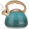 POLIVIAR Stove Top Kettle- Stainless Steel Stovetop Kettle 2.7 L- Audible Whistle Kettle- Tea Kettle Anti Rust and Anti Hot Handle- Suitable for All Heat Sources (Trinidad Blue-Crack Finish)