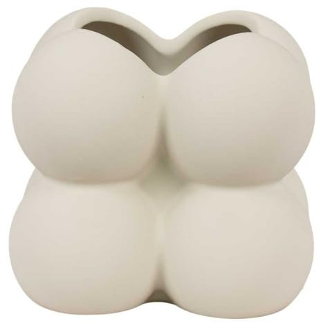 House Nordic Pot de Fleur Gris en céramique 9 x 9 x 8 cm