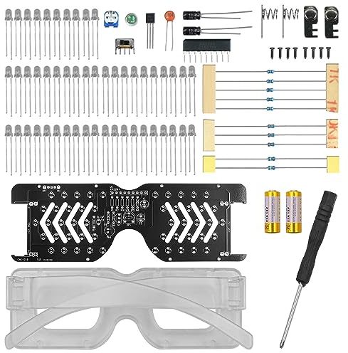 DollaTek DIY-Löt-Übungsset, musikgesteuertes LED-Leuchtbrillen-Set mit Batterie, Leuchtdiodenblitz, elektronischer Massenspaß