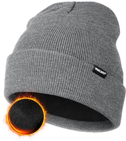 Wmcaps Klassische Mütze Herren Damen, Warm Fleece Wintermütze Strickmütze Winter Warme, Weich Stretchy, Atmungsaktiv Unisex Beanie Geschenke Männer Frauen Coole Sachen, Grau