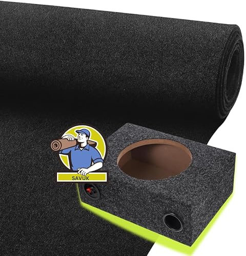 SAVUK Speaker Box Carpet Car Sub Woofer Trunk Liner Felt Black Fabric for RV, Boat, Truck, Automotive Interior, Marine, Home Floor (36 x 78 Black)