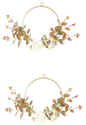 MAGICLULU 2 STK künstlicher Rosenkranz Dekor Weidenblätter Girlande geometrischer Reifenkranz Hochzeitskranz Anlage künstliche Pflanzen Kranz Eukalyptus Schmiedeeisen schmücken Holzring