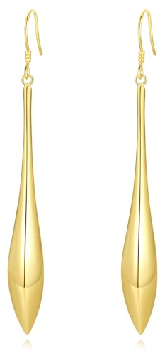 MetJakt Boucles d'oreilles pendantes tendance en argent sterling 925 pour femme - Options simples et tendance en argent, or, or rose, Argent sterling