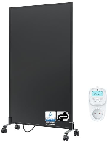 BR Bringer Infrarotheizung Standgerät - 800 Watt - Energiesparend - Mobile Elektroheizung mit Standfüßen auf Rollen, Smart Thermostat, WiFi und App - 5 Jahre Garantie, TÜV (schwarz)