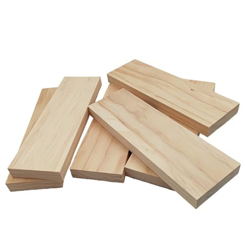 6 bloques de madera sin terminar para manualidades, tableros de madera rectangulares de 25 x 8 x 2 cm, bloques de madera en blanco para tallar, pintar y quemar