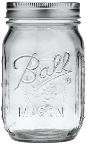 Ball Regular Mouth Glass Mason Jars with Lids and Bands, Used for Canning (Pint, 16 Ounce (Pack of 4))