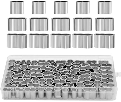 TETEWEVER 90 Manchons Doubles en Aluminium Manchons en Aluminium 6 mm, 8 mm, 9,2 mm Manchon de Boucle pour Corde Caoutchouc Corde D'expansion Corde de Bâche