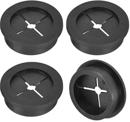 sourcing map 4 Pcs Cable Cord Grommet, 1-3/8 Inch (35mm) Desk Grommet Flexible Rubber Grommets Wire Hole Cover Pass Through for Office Computer Desk Wire Organizer, Black
