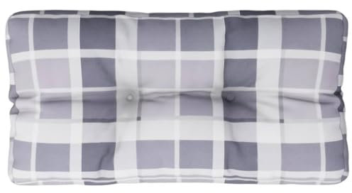 vidaXL Palettenkissen, Palettenpolster für Europaletten, Palettensofa Kissen Indoor Outdoor, Palettenauflage Rückenkissen, Grau Karomuster Stoff