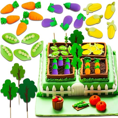 JeVenis Mini Corn Carrots Peas Eggplants Cake Topper Locally Grown Baby Shower Decorations Farmers Market Decor Farmers Market Supplies Farm Baby Shower Decorations