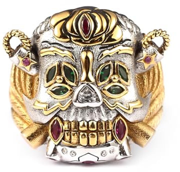 Haobook Expendables Lucky Ring Copper Stallone Schädel Ringe Gothic Vintage Jewellers Biker Cocktail Party Loop Halloween Geschenke für Männer,V